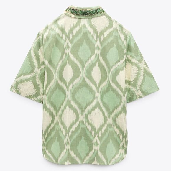 Zara Beaded Printed Shirt New - Picture 3 of 3